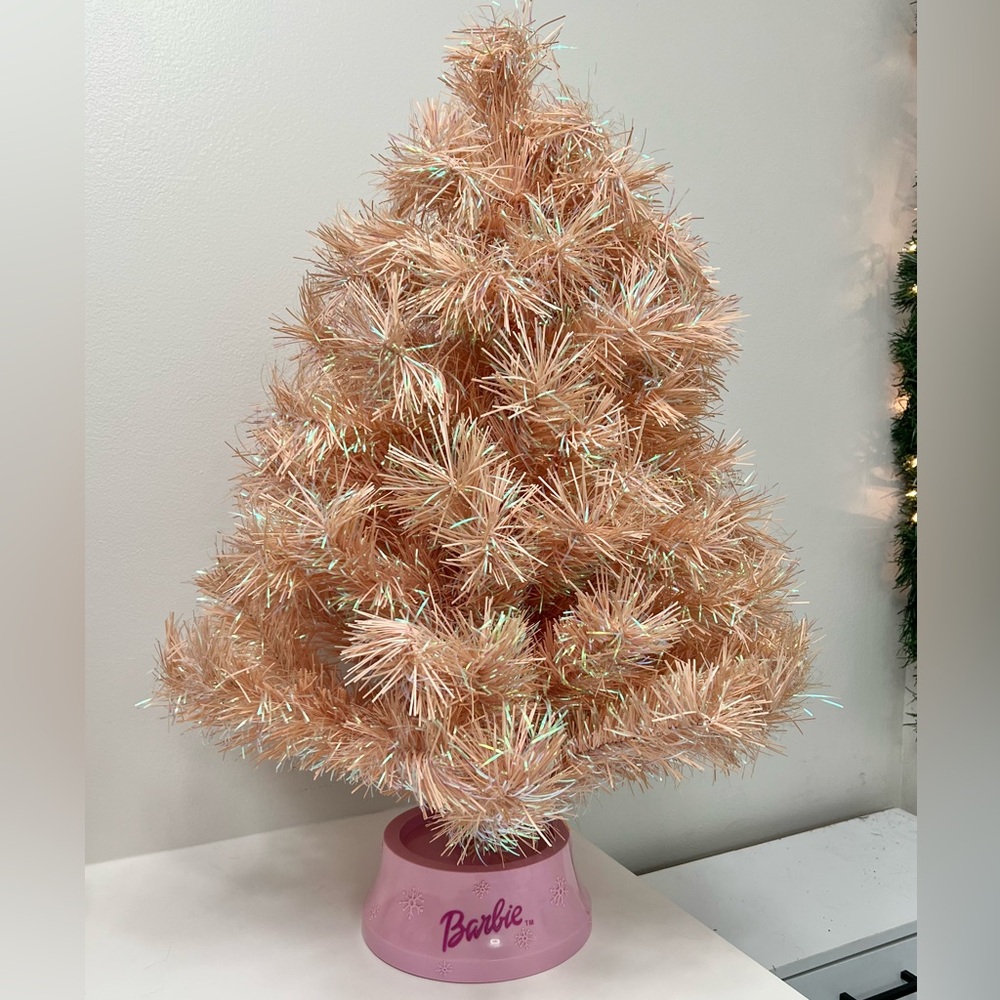 Barbie Vintage Pink Sparkly Christmas Tree Iridescent Sparkle Holiday 2000’s Y2K